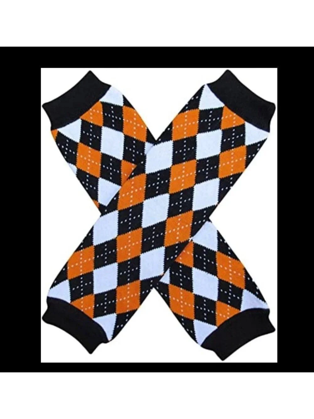 Leg Warmers Set Black White Orange Women Girl Boy Football Halloween Winter Fall